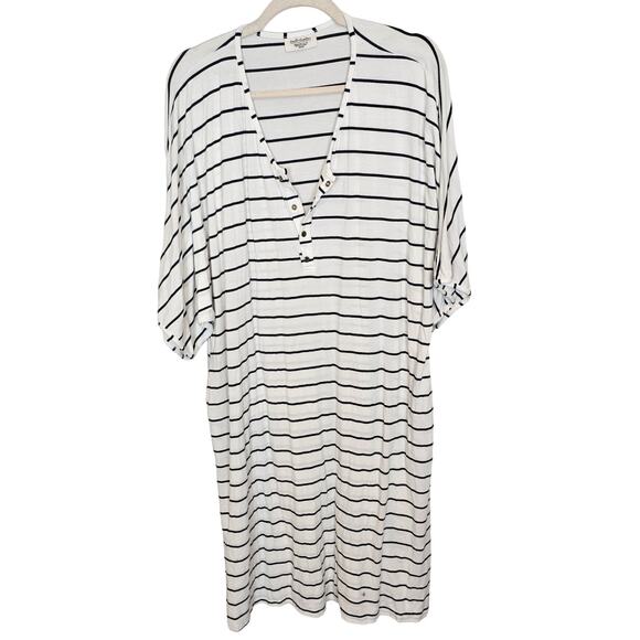 Dwell + Slumber Sleepwear Women OS Black White Pajama Shirt Henley Shirt Women